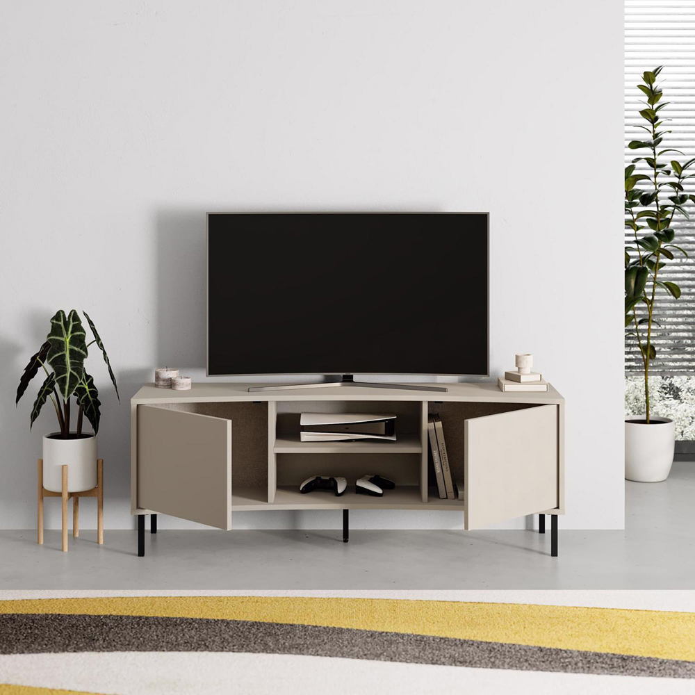 FWStyle Frem Modern 2 Door Sandstone Curved TV Stand Unit Image 4