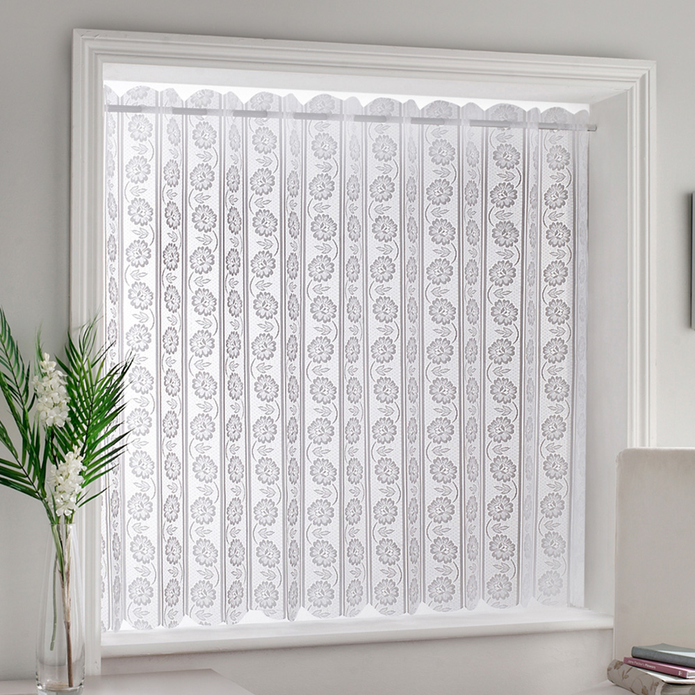 Tyrone Textiles Vertical Pleated Milan Lace Blind Floral 183cm Image 1