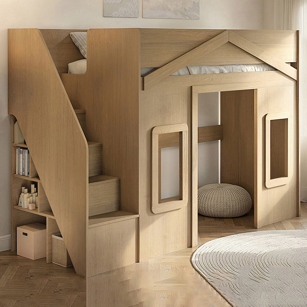 Flair Nixon Oak Playhouse High Sleeper Bed with Storage Image 1