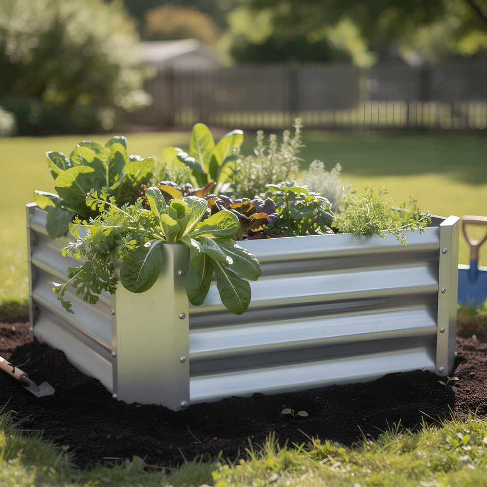 Harbour Housewares Silver Square Galvanised Steel Raised Garden Bed 90 x 90cm Image 2