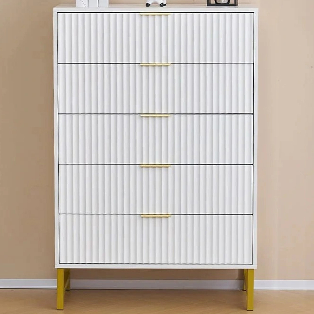 Kosy Koala 5 Drawer White and Gold Storage Chest Image 1