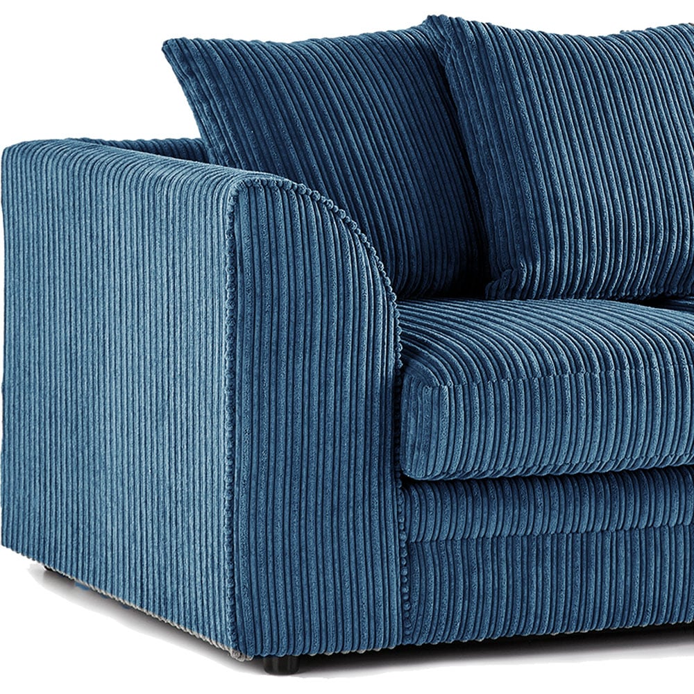 Luxor 3 Seater Marine Blue Jumbo Cord Scatter Back Sofa Image 3