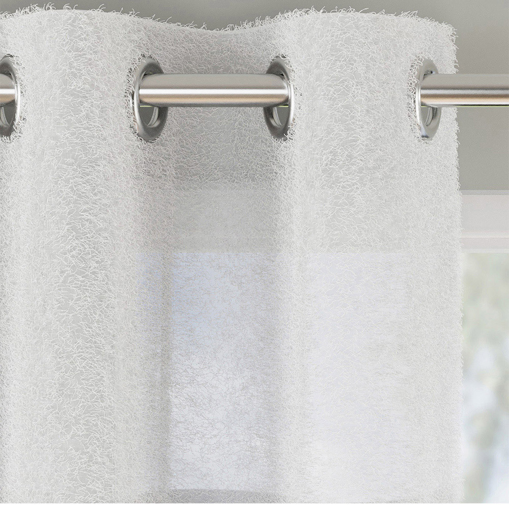 Tyrone Textiles Andorra White Textured Header Eyelet Voile Panel Curtains 140 x 137cm Image 2