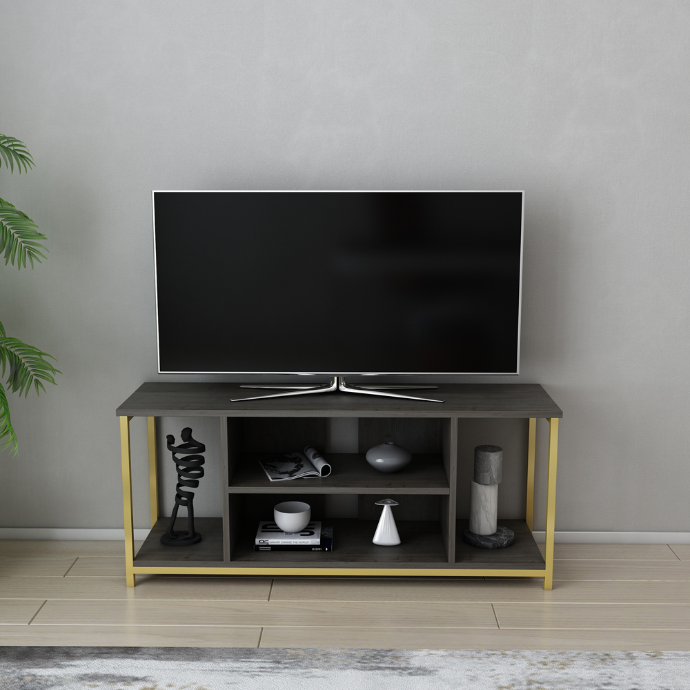 Decorotika Rinaldo 4 Shelf Gold Frig TV Stand for 55 inch TV Image 3