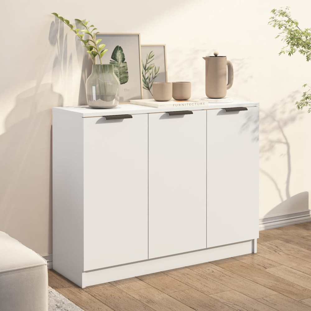 vidaXL 3 Door White Sideboard Image 3