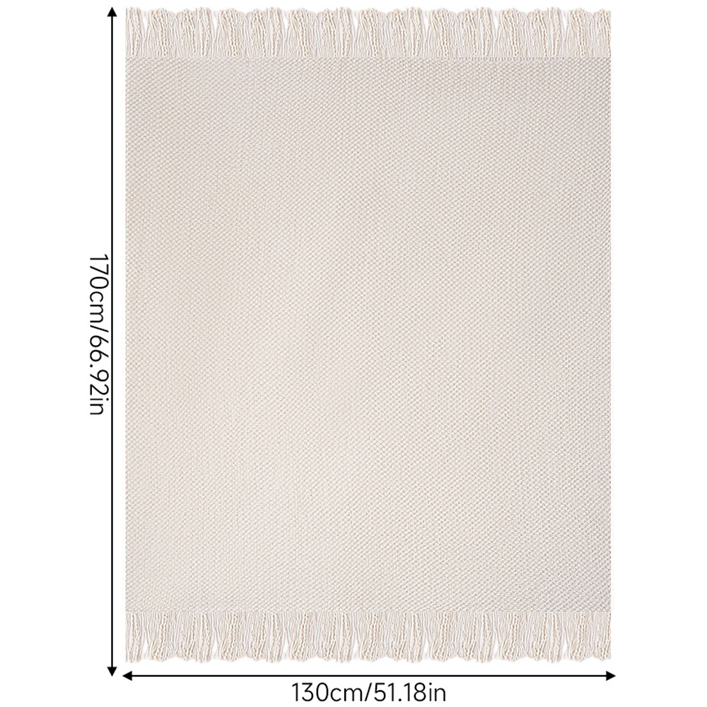 Living and Home Beige Popcorn Knit Throw Blanket with Tassels 130 x 170cm Image 8