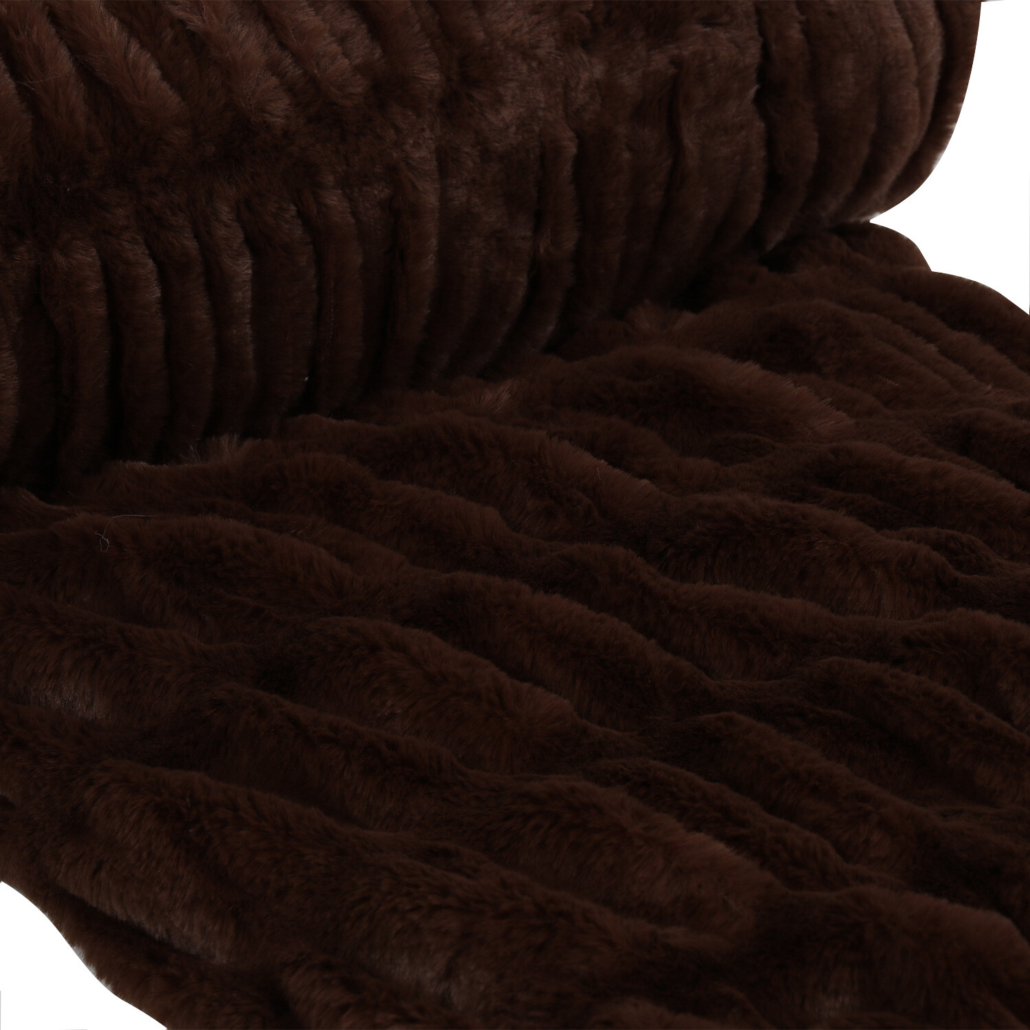 Divante Seersucker Chocolate Faux Fur Throw 1127 x 152cm Image 3