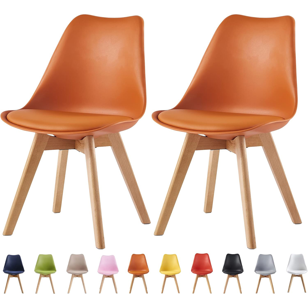 Eva Set of 2 Orange Padded Dining Chairs Image 7