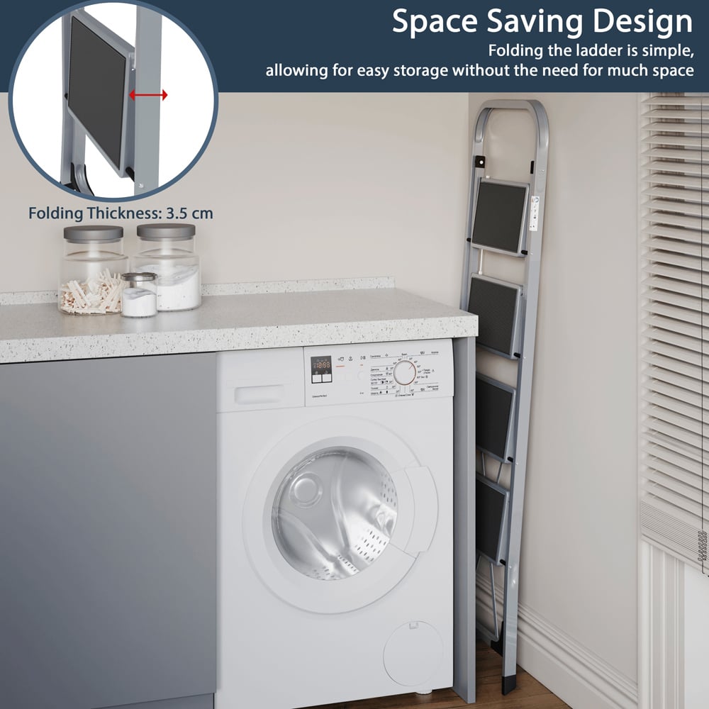Home Vida 4 Step Grey Ladder with Anti Slip Mat Image 5