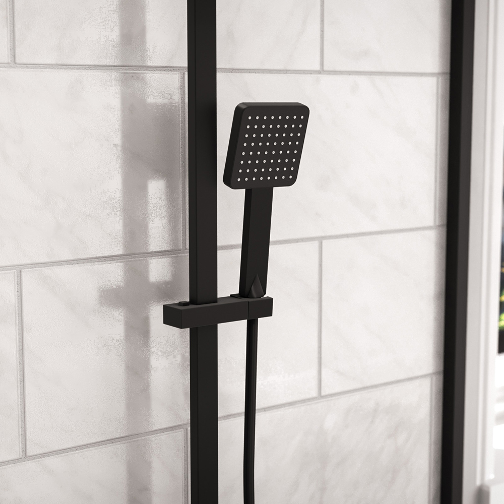 Nes Home Matte Black Square Exposed Thermostatic Mixer Shower Set Image 3