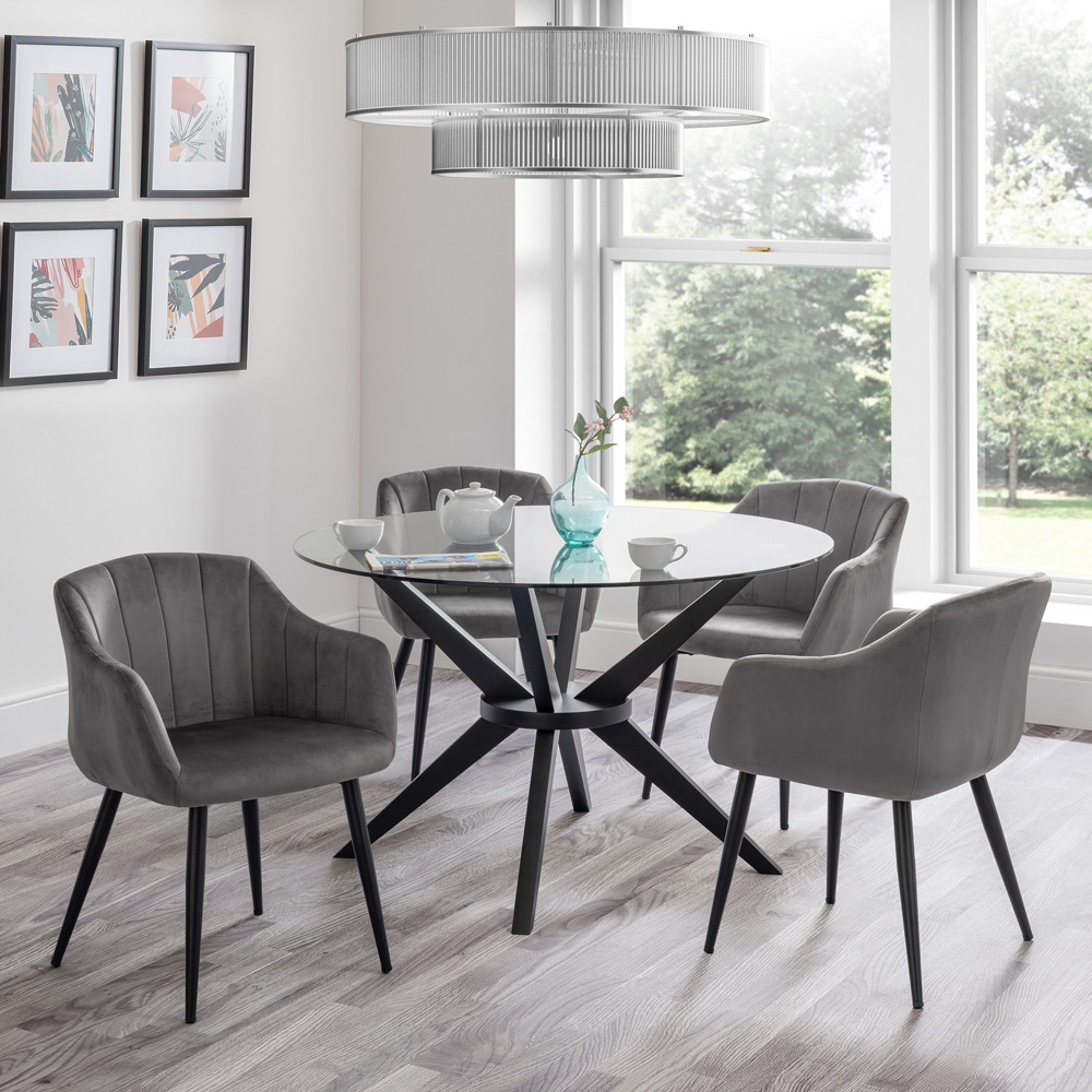 Julian Bowen Hobart Set of 2 Grey Scalloped Dining Chair Image 8