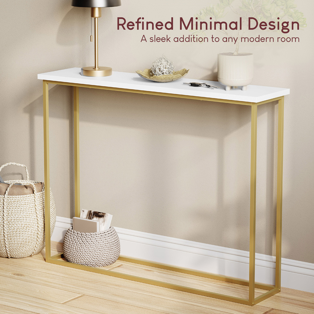 VIDA DESIGNS White and Gold Metal Leg Console Table Image 7