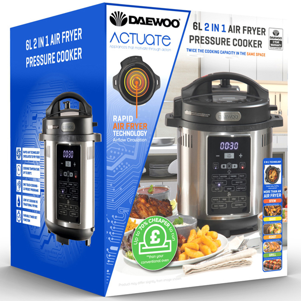 Daewoo SDA2621GE Black 6L 2 in 1 Air Fryer Pressure Cooker Image 6