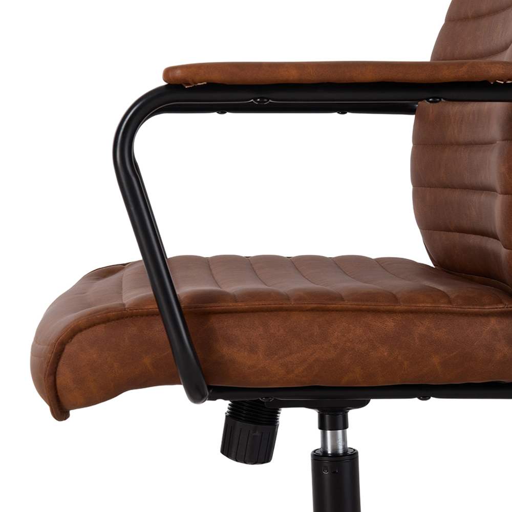 Living and Home Brown PU Leather Swivel and Adjustable High Back Retro Office Chair Image 6
