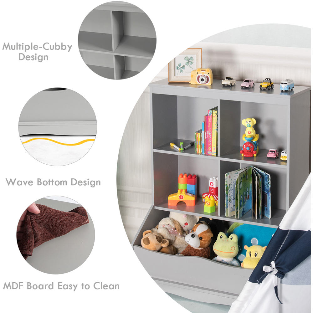 Costway 5 Shelf Grey Bookcase Image 8