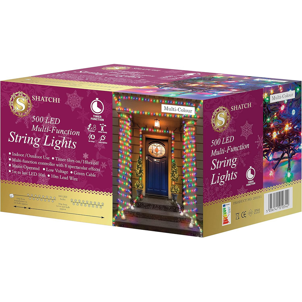 Shatchi 500 Multicolour LED Multifunction Outdoor String Fairy Light 50m Image 2