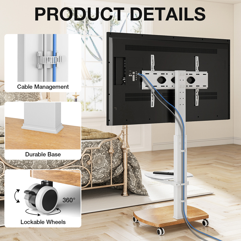 TTAP Oak Base 2 Shelf Floor Pedestal TV Stand Image 7