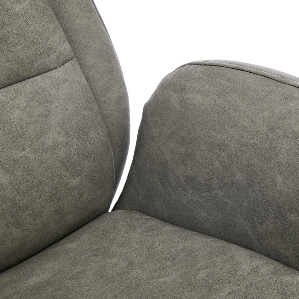 Living and Home Grey PU Leather Height Adjustable High-Back Swivel Office Chair with Headrest Image 4
