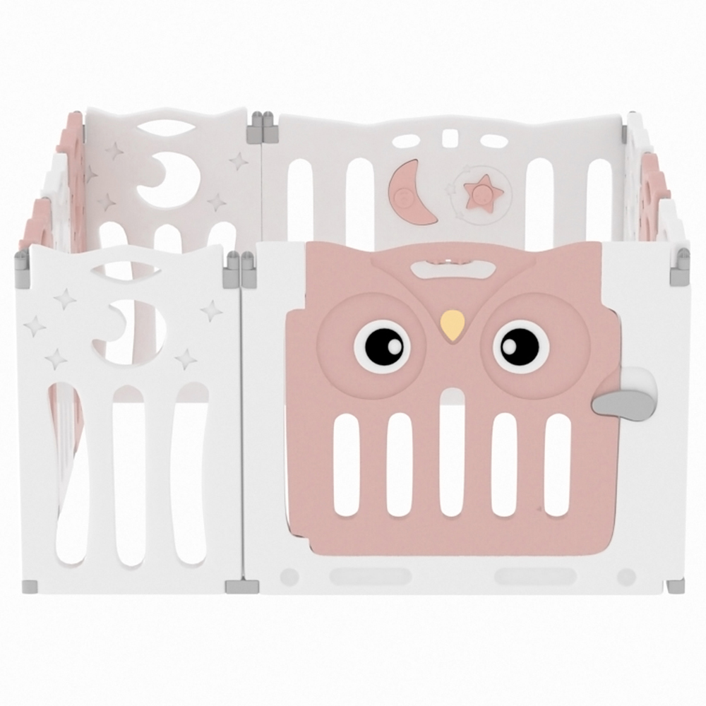 Living and Home White and Pink 10 Panel Foldable Kids Playpen Image 1