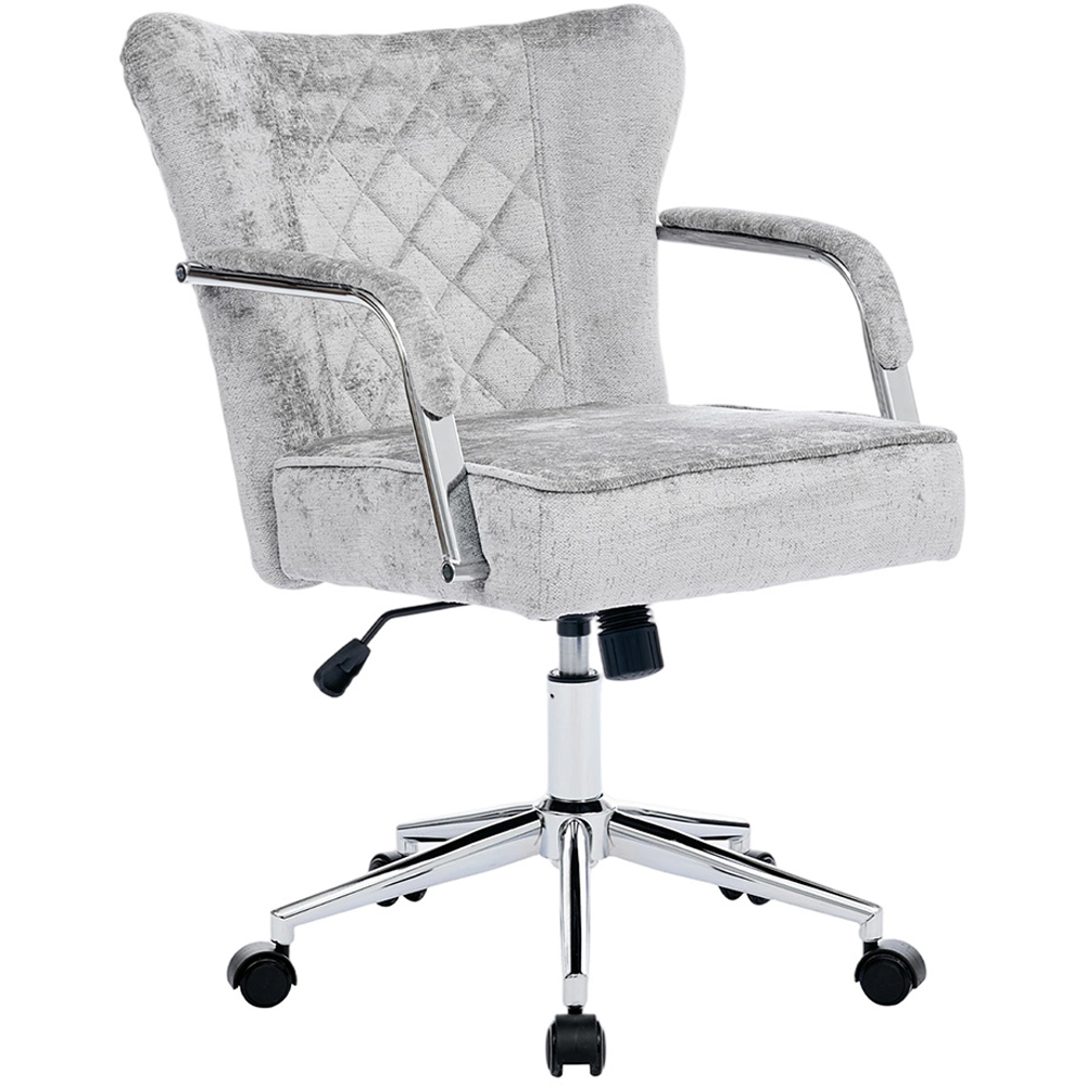 Living and Home Grey Chenille Diamond-Quilted Height Adjustable Swivel Office Chair Image 2