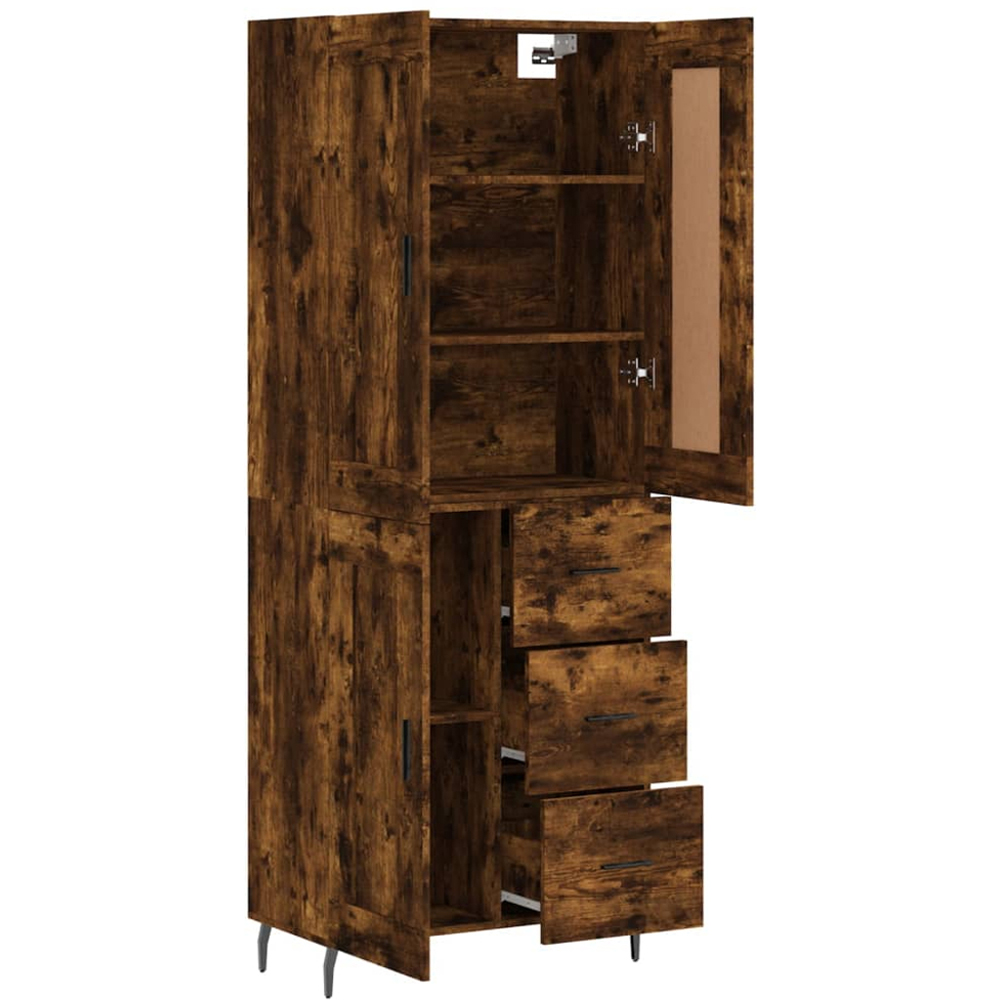 vidaXL 3 Door 3 Drawer Smoked Oak Highboard Image 2