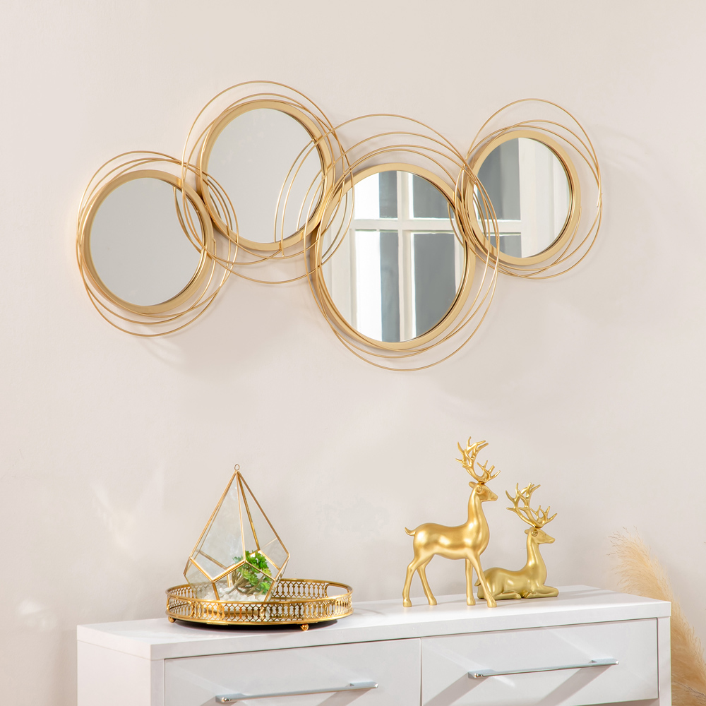 Portland Gold Metal Decorative Wall Mirror 56 x 107cm Image 2