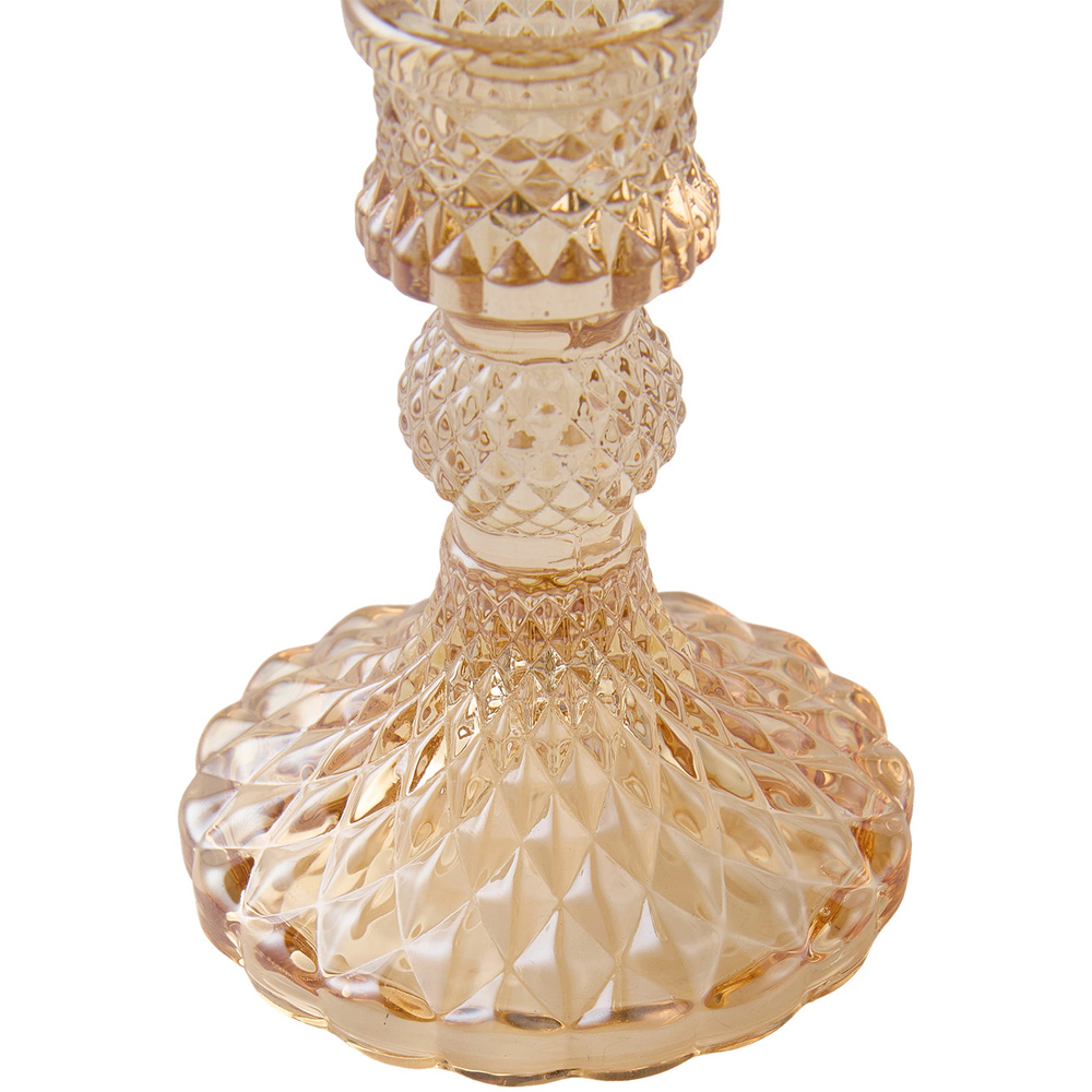 Living and Home Amber Glass Tiered Candlestick Holder Set of 3 Image 7