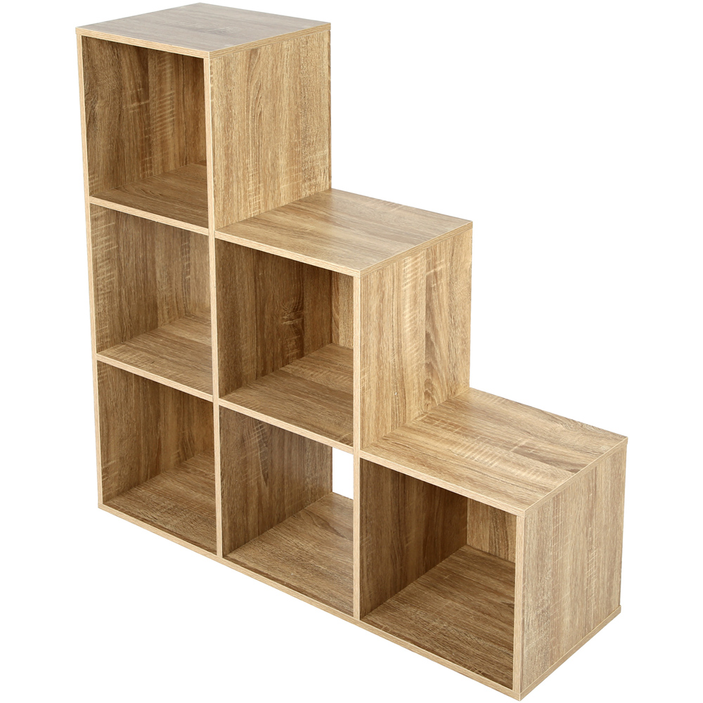Jane 6 Shelf Oak Ladder Cube Storage Unit Image 5