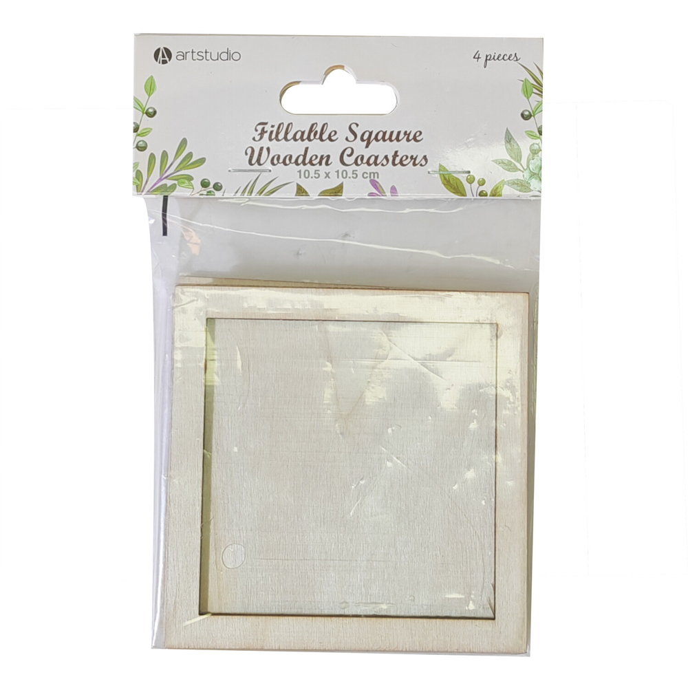 Pack of 4 Fillable Wooden Coasters Image 5