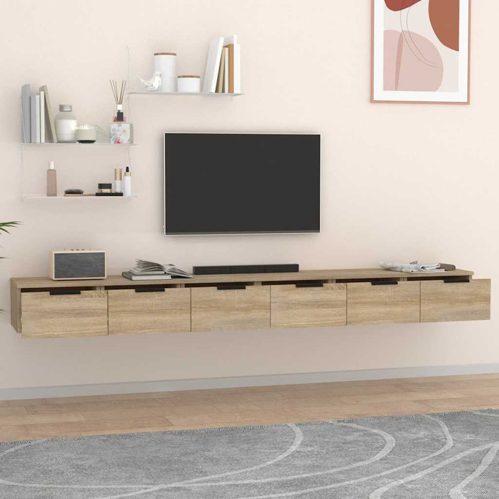 vidaXL 6 Drawer Sonoma Oak Wall Cabinet Image 1