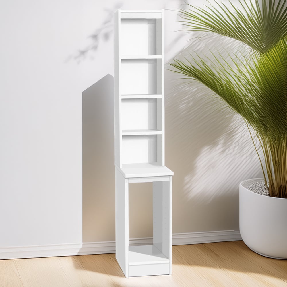 R White Cabinets 4 Shelf Desktop Tower Storage with Hutch White Image 1