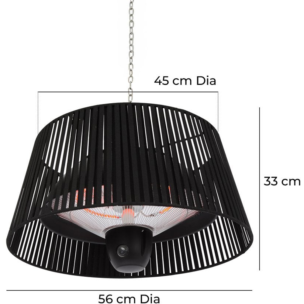 Jack Stonehouse Lunara Black Hanging Lampshade Style Halogen Patio Heater 1500W Image 6