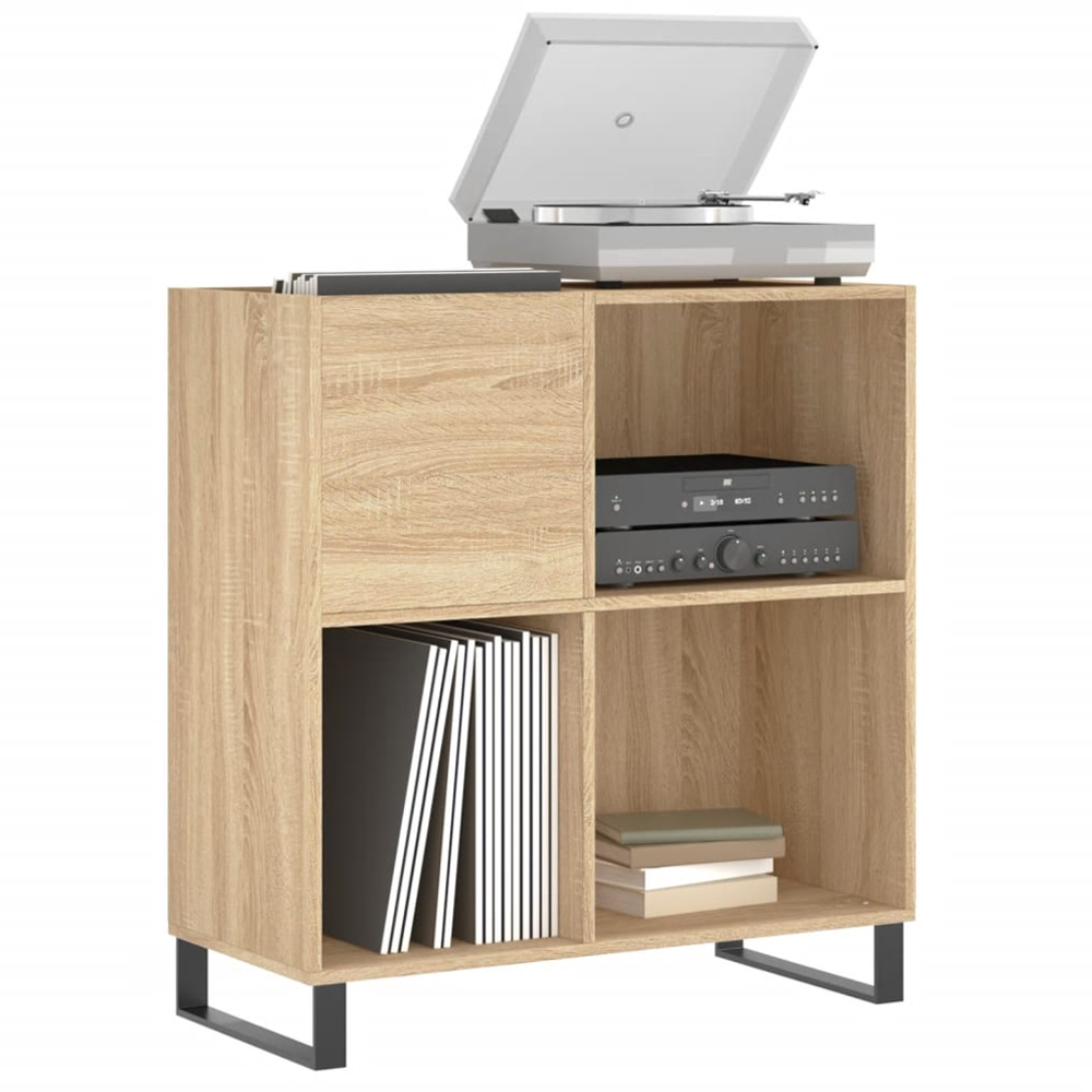 vidaXL 3 Shelf Sonoma Oak Record Cabinet Image 3