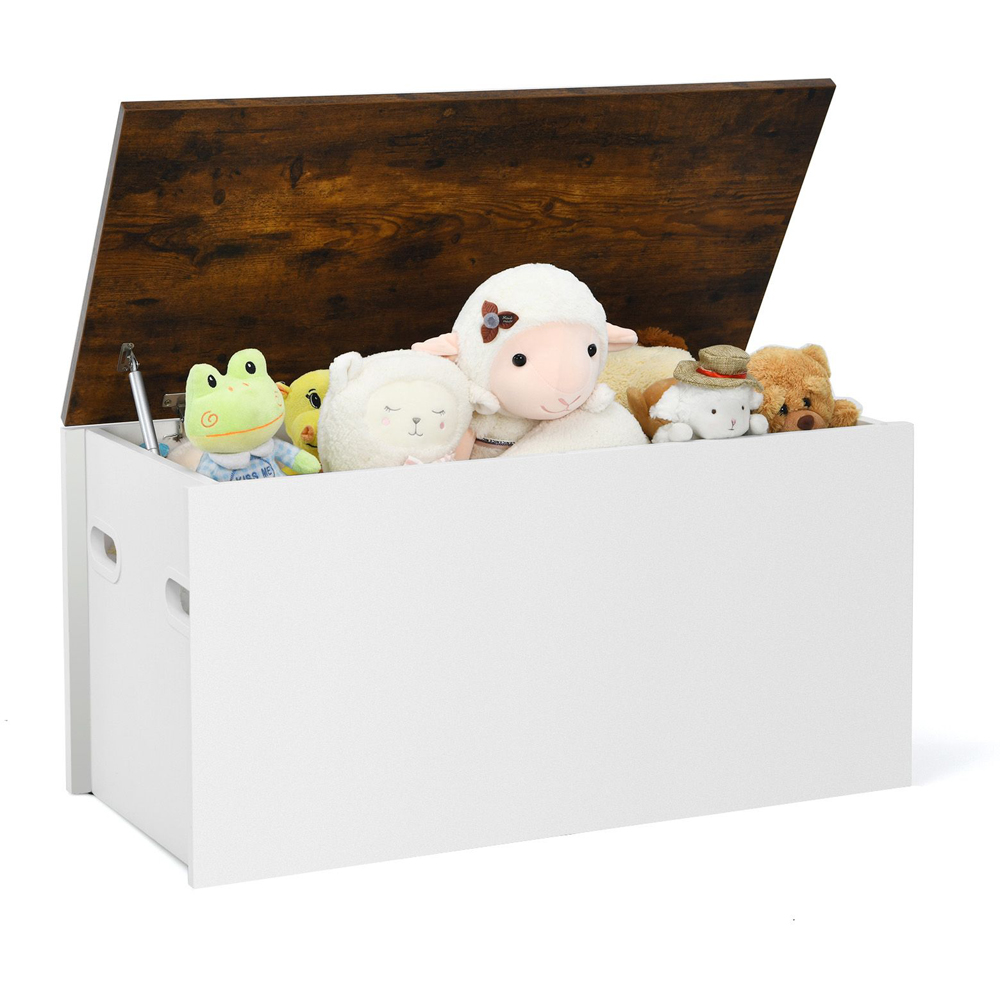 Costway Rustic Brown Kids Flip Top Storage Chest Image 3