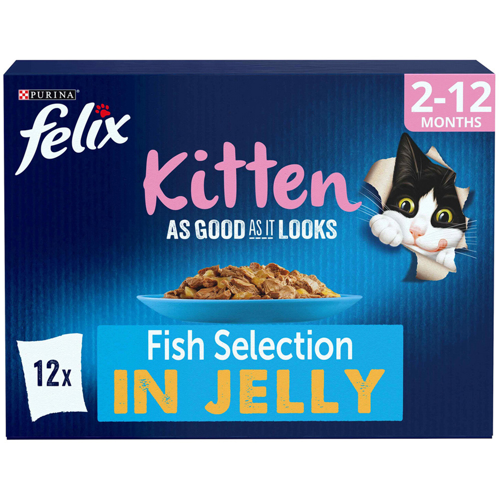 Felix As Good As It Looks Fish Selection in Jelly Wet Kitten Food 100g 12 Pack Image