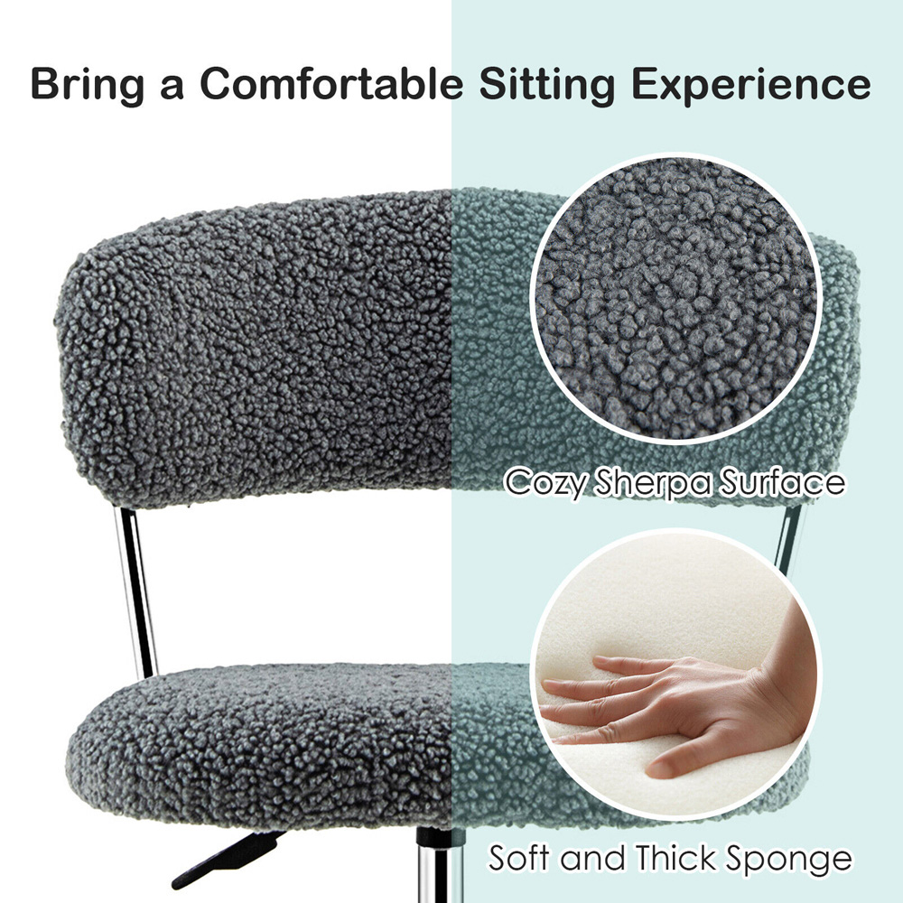 Costway Grey Faux Fur Office Chair Image 5