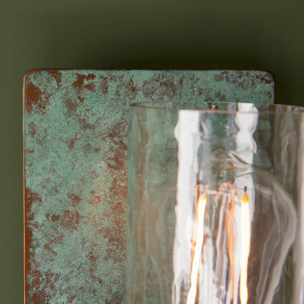 Merano Palermo Verdigris Bronze Plate Clear Glass Wall Lamp Image 4