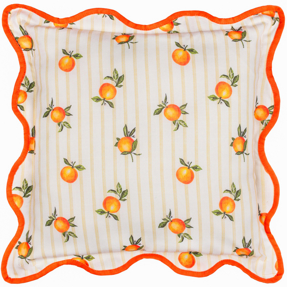 Furn Fruits Yellow Oranges Stripe Cushion 45 x 45cm Image 1