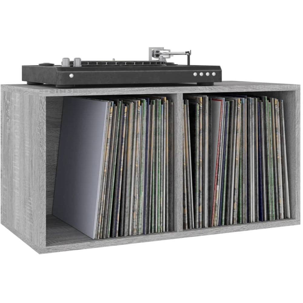vidaXL 2 Open Shelf Grey Sonoma LP Storage Unit Image 4