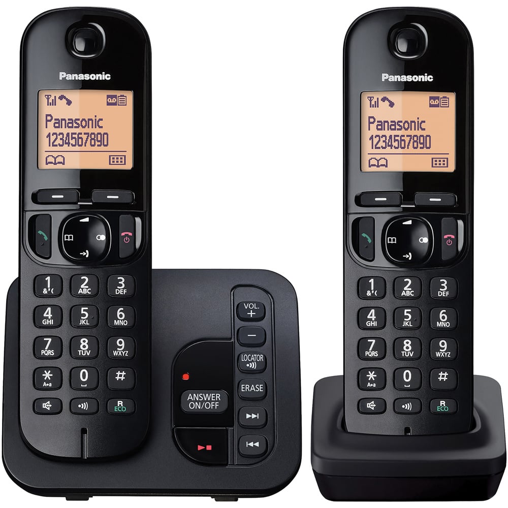 Panasonic KX-TGC222EB DECT Cordless Phone with Answer Machine Twin Pack Image 1