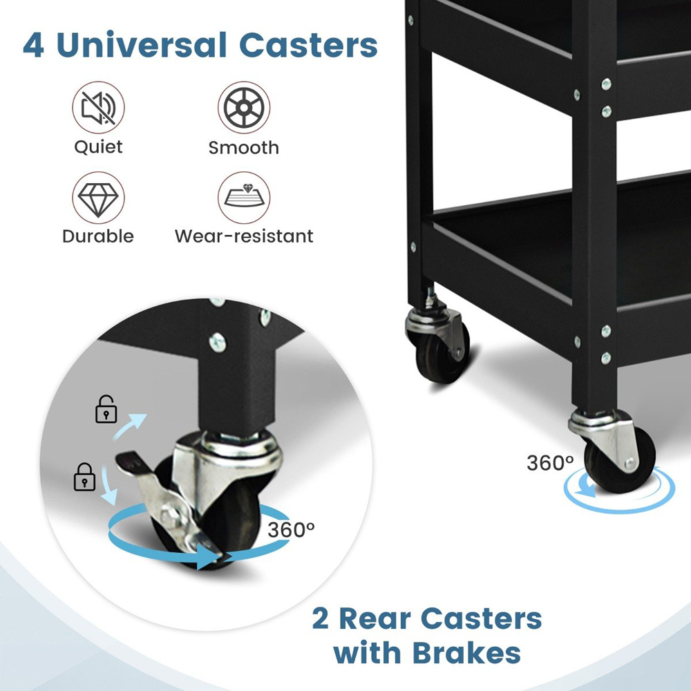 Costway 3 Shelf Rolling Utility Cart Image 5
