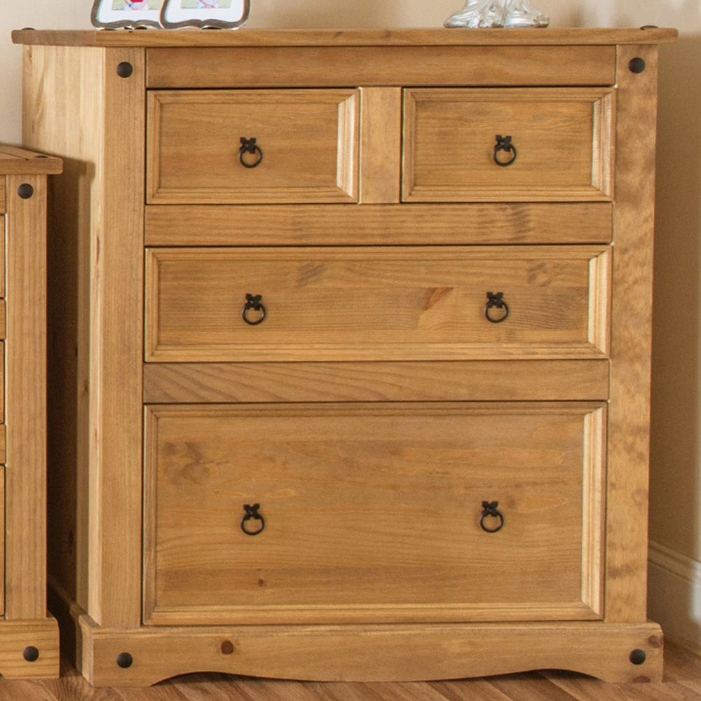Corona 4 Drawer Antique Wax Chest of Drawers Image 1