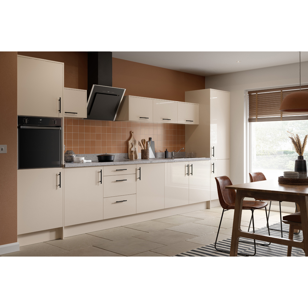 Kitchen Kit Slab Gloss Cashmere Pull Out Base Kitchen Cabinet Flatpack 150mm Image 2