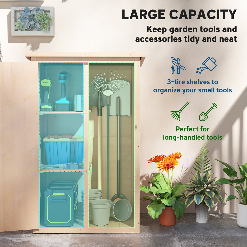 Outsunny 2.5 x 1.8ft Wooden Garden Shed Image 5