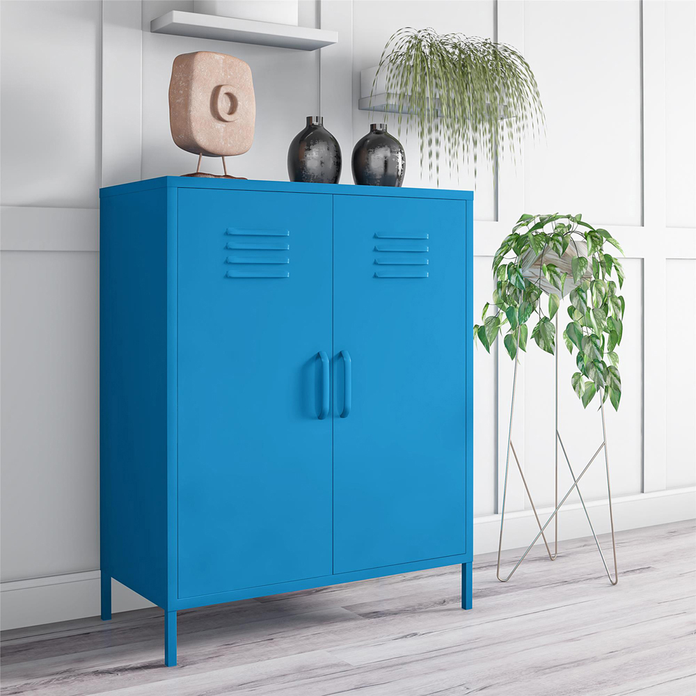 Novogratz Cache 2 Door Blue Metal Locker Storage Cabinet Image 7