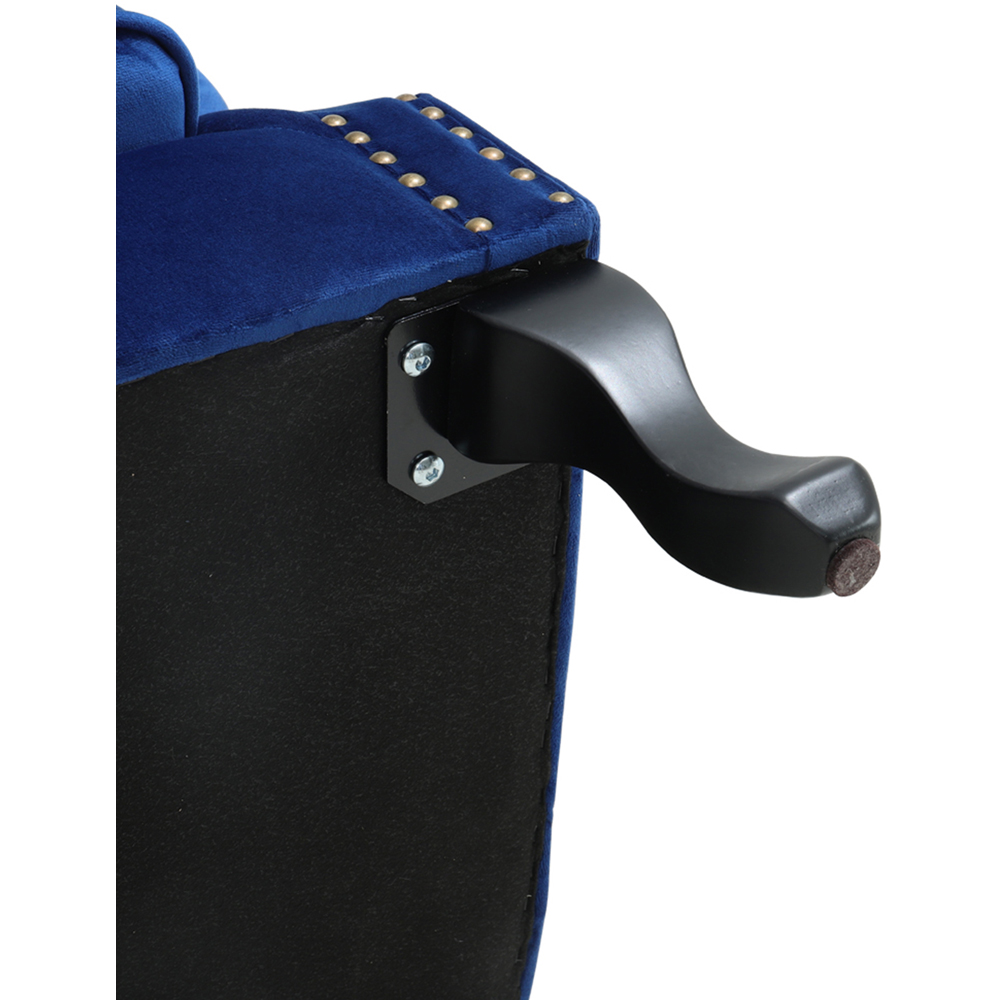Living and Home Dark Blue Vintage Armchair with Rubberwood Legs Image 3