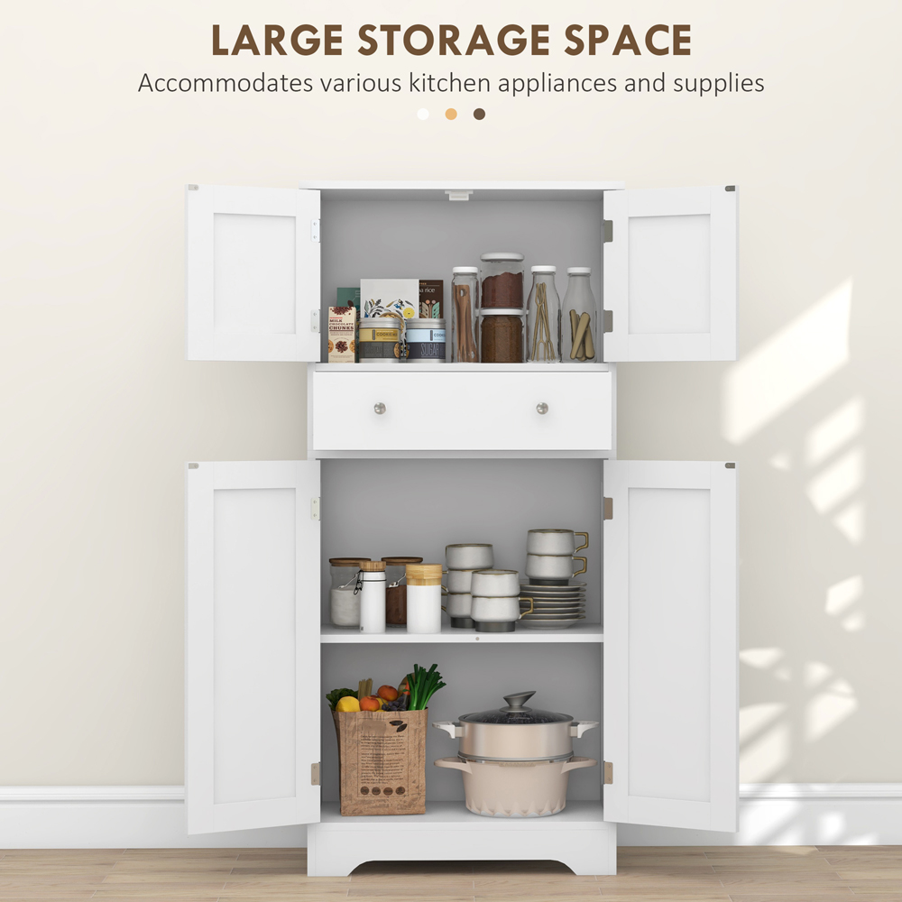 Portland 4 Door Single Drawer White Kitchen Storage Cabinet Image 5