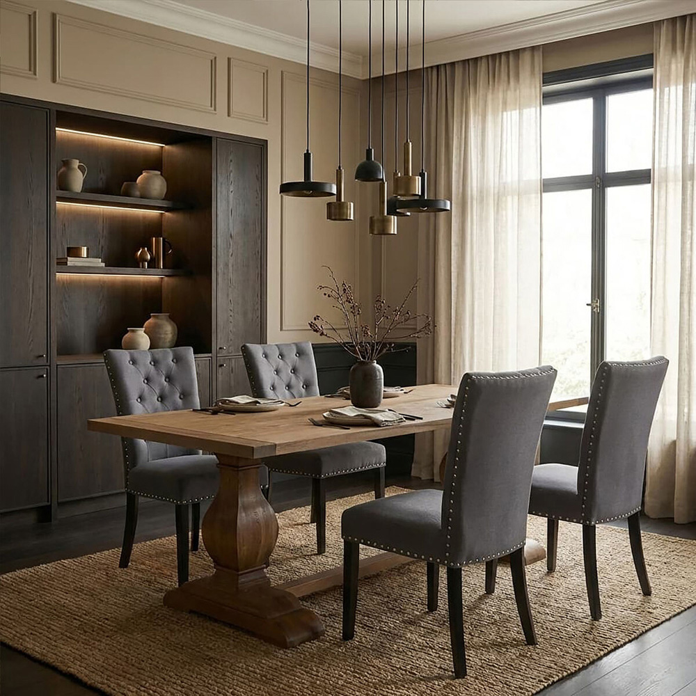 Premier Housewares Regents Park Grey Cotton and Linen Dining Chair Image 4