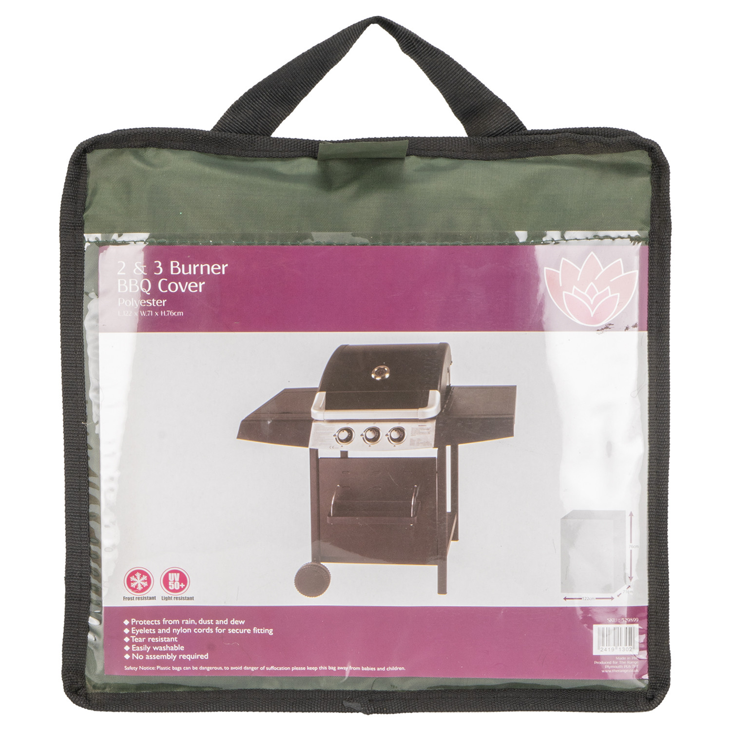 2 and 3 Burner BBQ Cover - Green Image