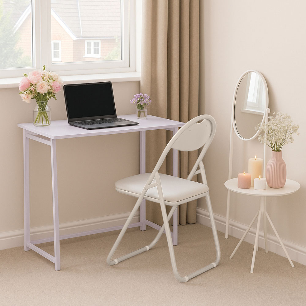 Harbour Housewares Set of 4 White Padded Foldable Chair Image 5